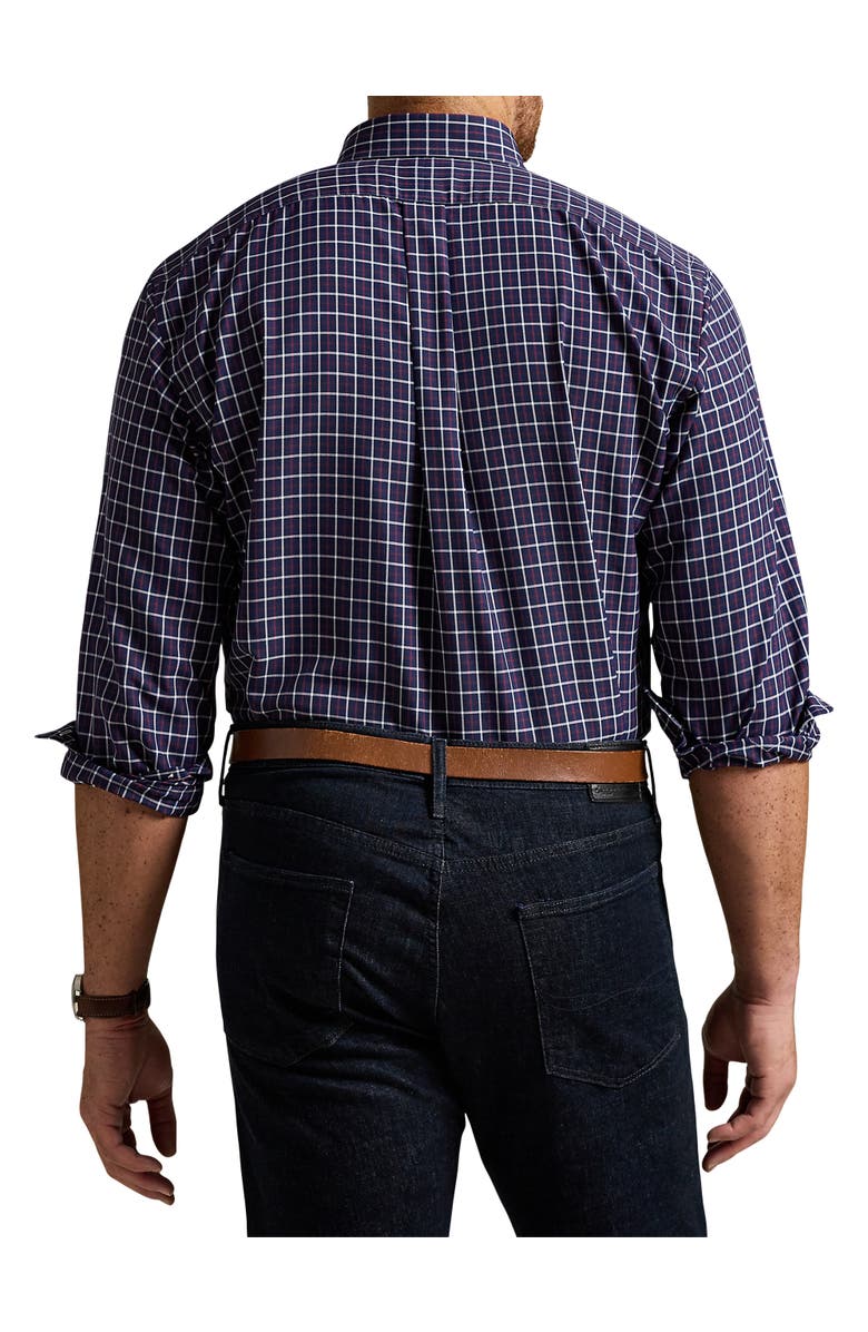 Polo Ralph Lauren Big & Tall Performance Oxford Sport Shirt, Alternate, color, Navy Wine Multi