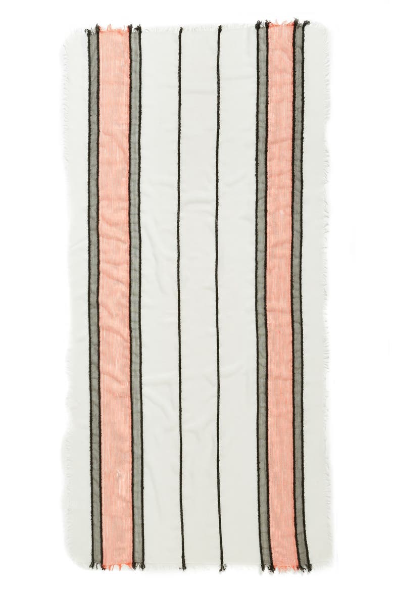 Stripe Scarf, Alternate, color, CORAL/ BLACK/ WHITE
