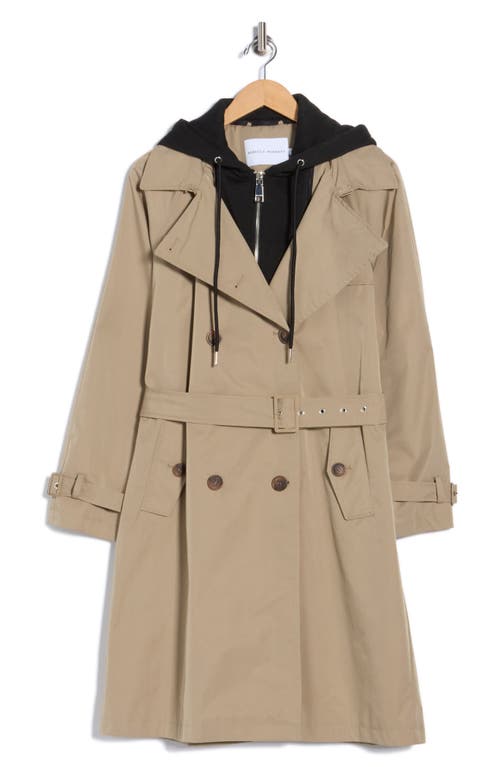 Rebecca Minkoff Water Repellent Trench Coat With Removable Bib Hoodie In Brown