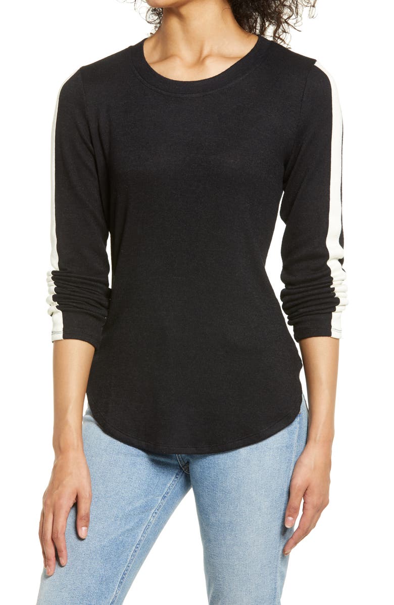 Bobeau Cozy Athletic Tape Top, Main, color, 