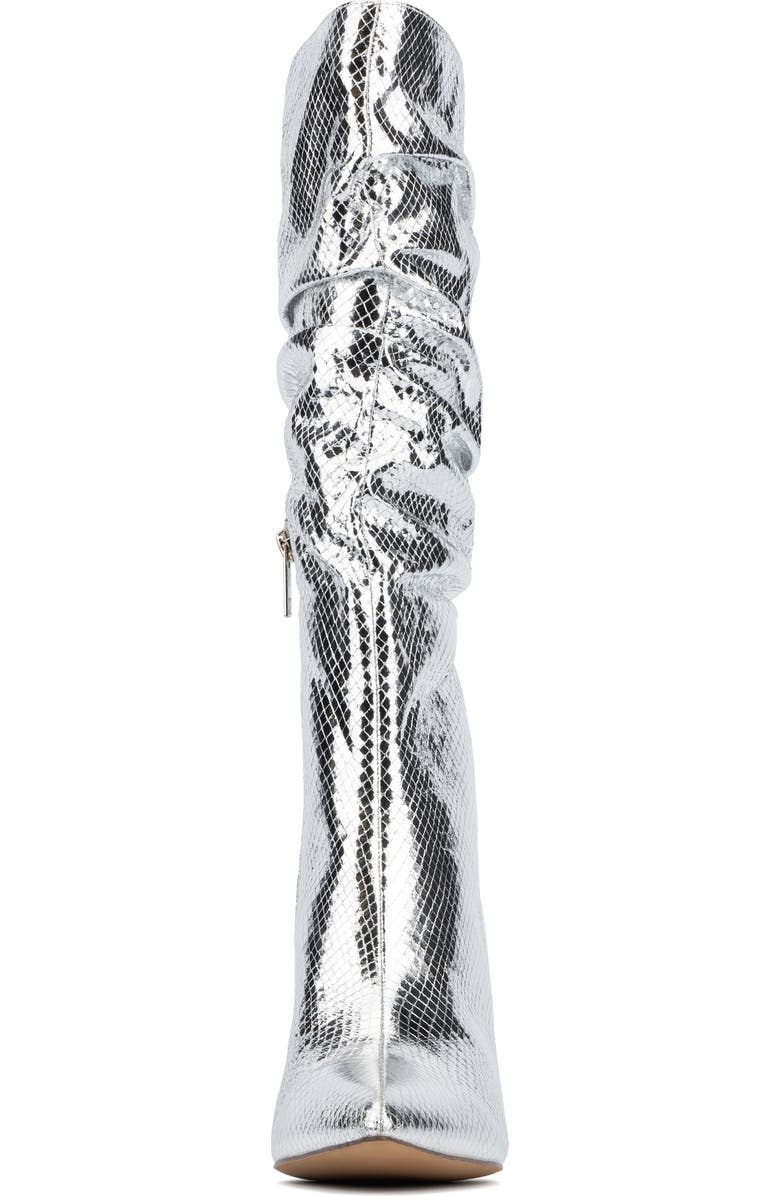 NEW YORK AND COMPANY Earla Ruched Shaft Boot, Alternate, color, Silver Metallic