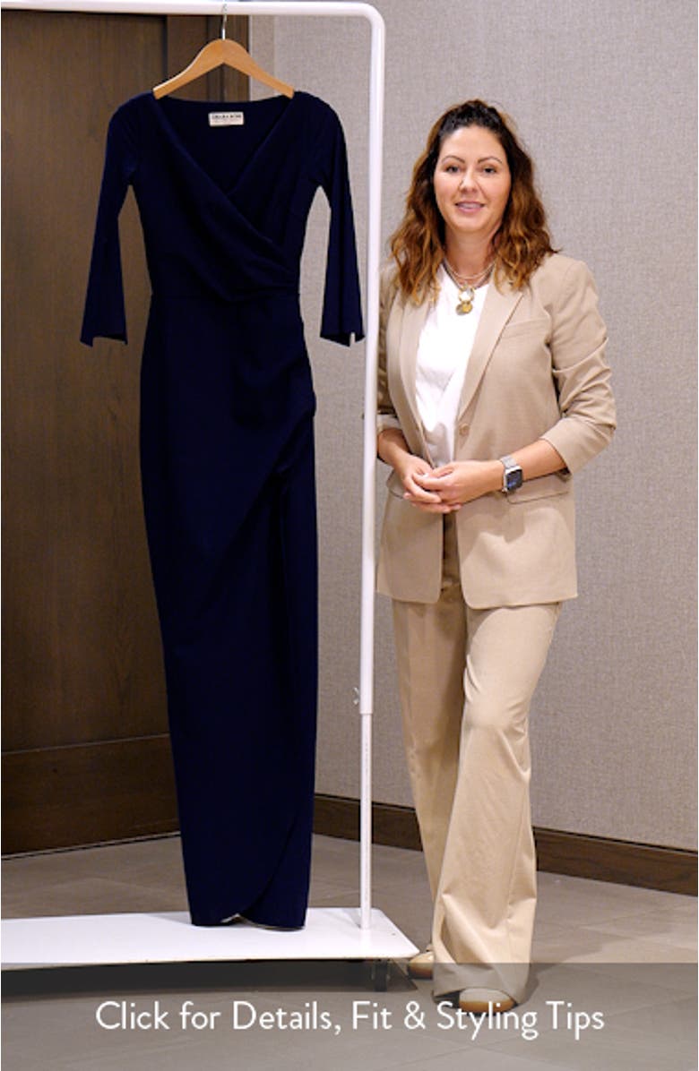 Zalfa Ruched Faux Wrap Dress, sales video thumbnail