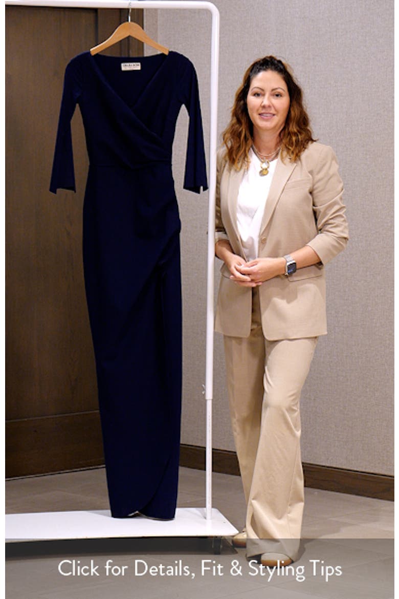 Zalfa Ruched Faux Wrap Dress video