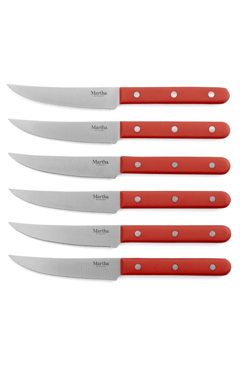 Eastwalk 14-Piece Forged Stainless Steel Knife Block Set with Acacia Wood Block, Alternate, color, Red