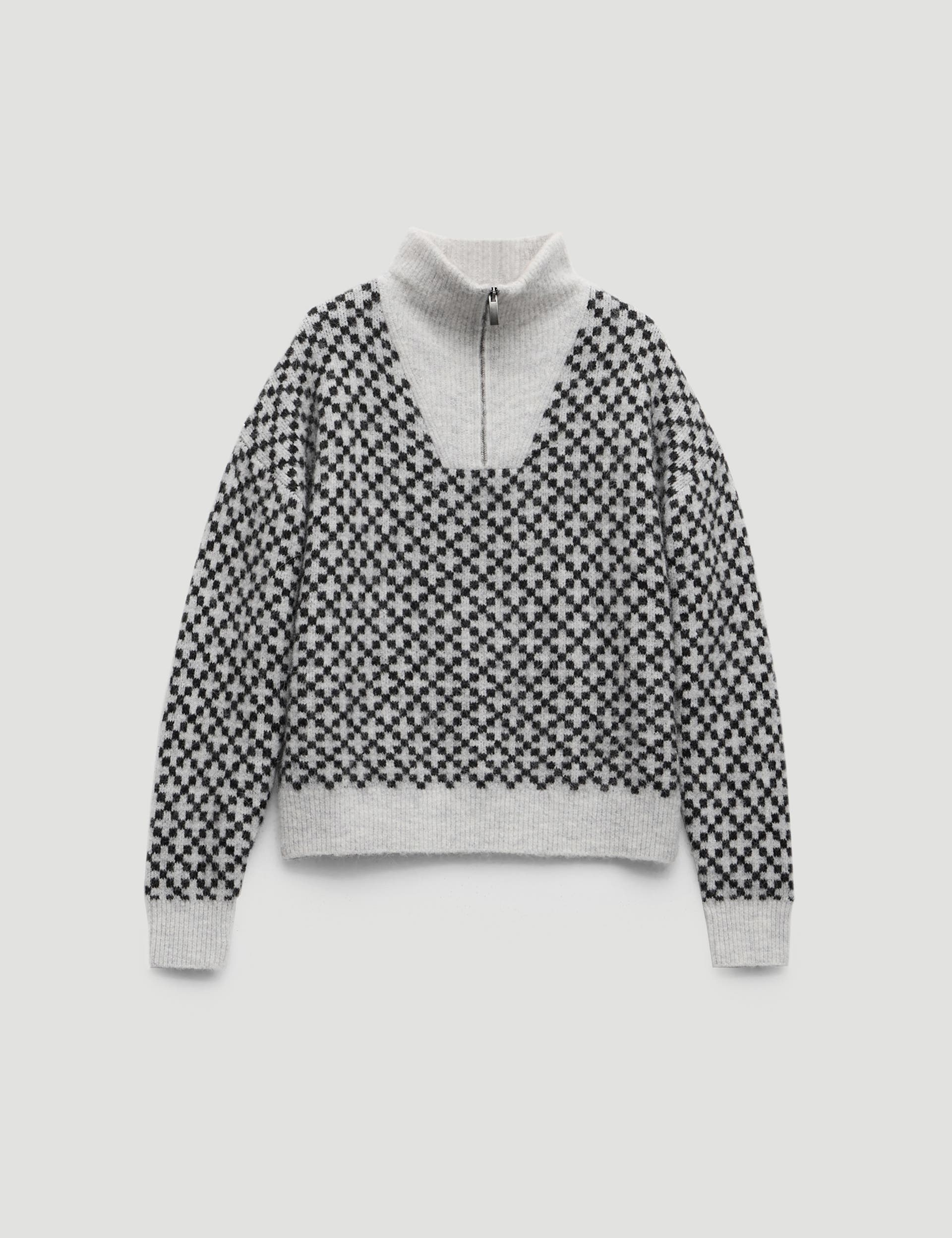 Juno Quarter Zip Mono Jacquard Jumper - image 2