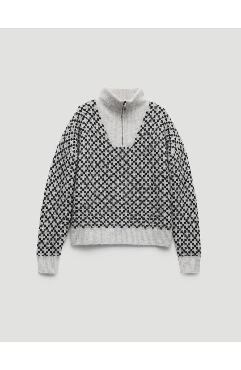 Hush Juno Quarter Zip Mono Jacquard Jumper, Alternate, color, Light Grey Marl