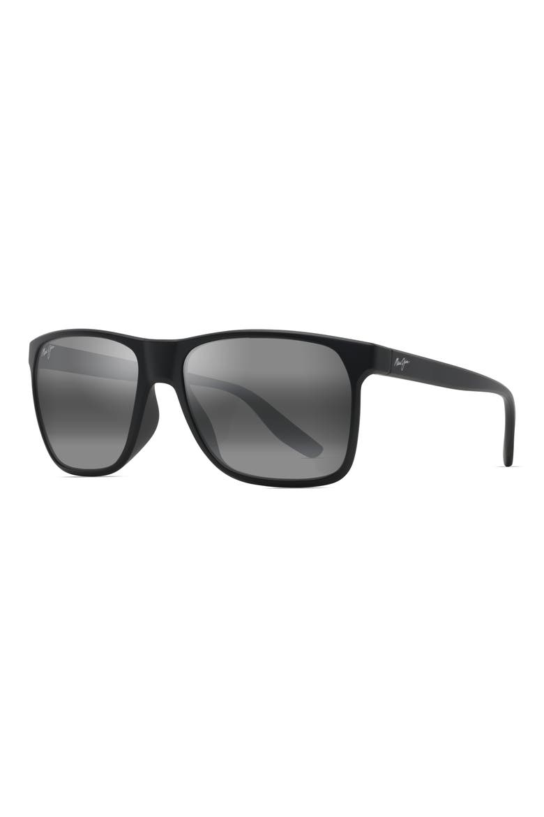 Pailolo 58mm PolarizedPlus2® Rectangular Sunglasses, Alternate, color, BLACK