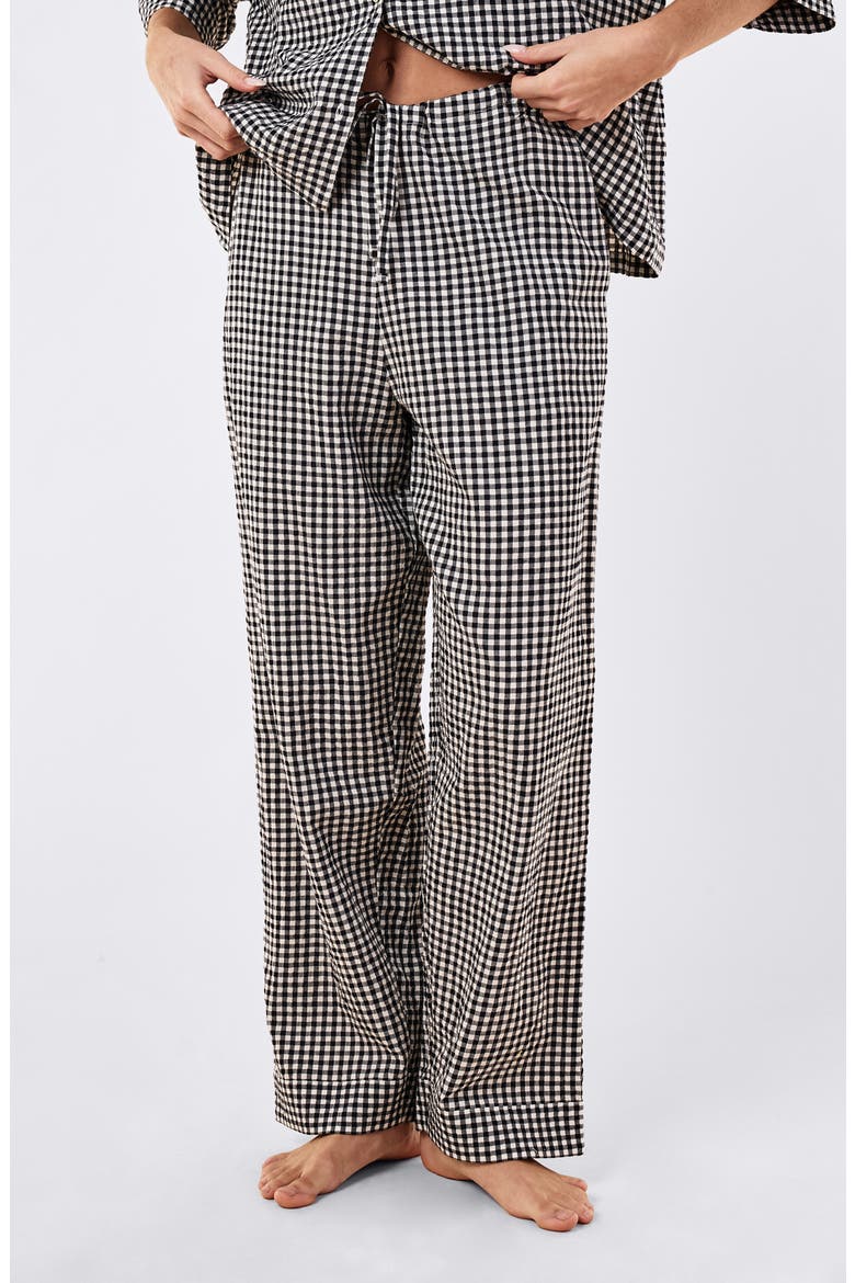 Seersucker Gingham Pajamas, Alternate, color, DEEP NAVY/ CREAM