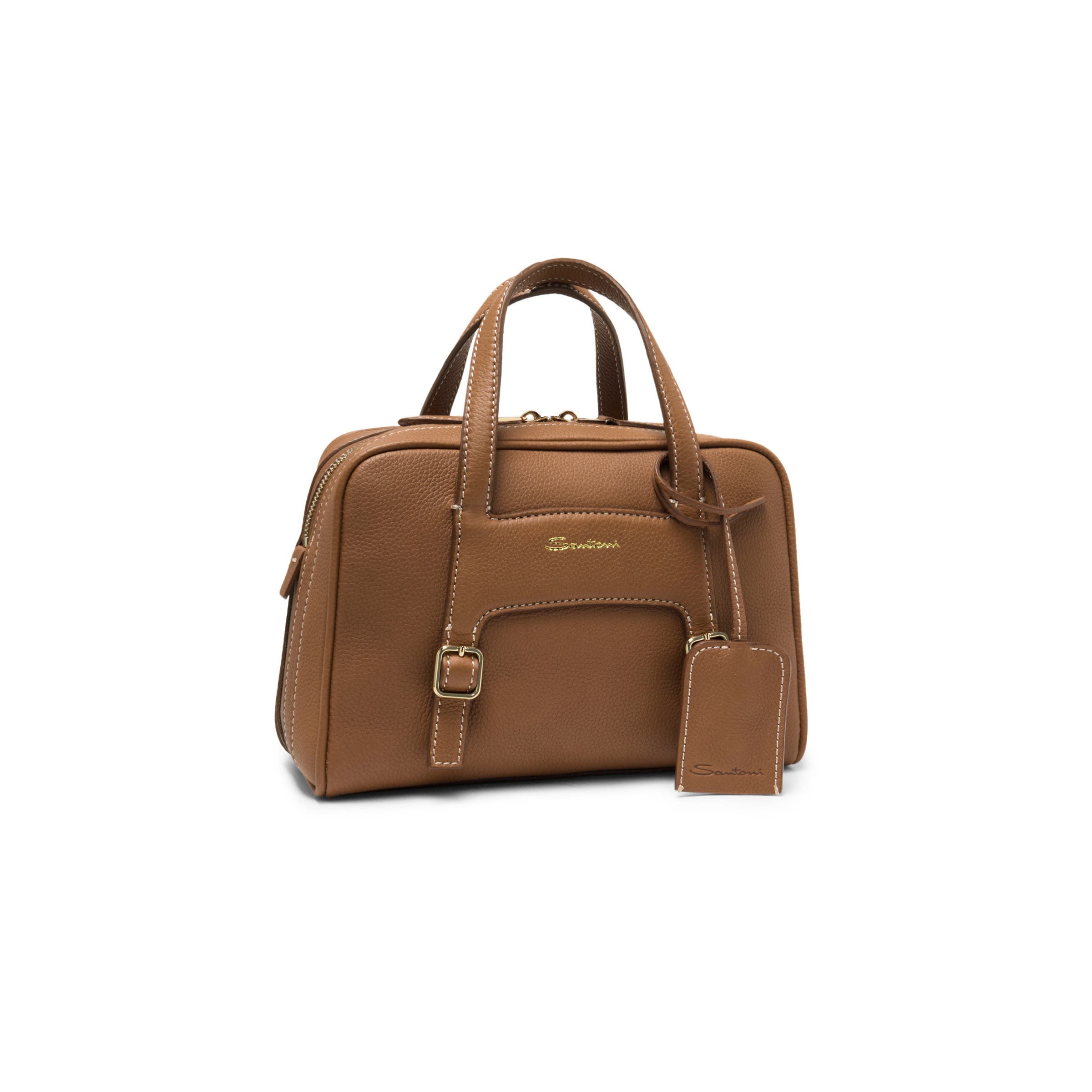 Santoni Leather handbag, Main, color, Brown