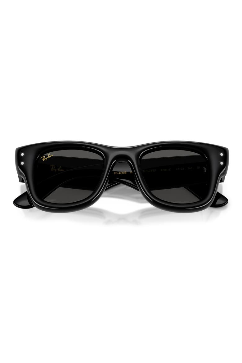 Wayfarer Puffer 47mm Small Square Sunglasses, Alternate, color, BLACK WITH STRASS / DARK GREY