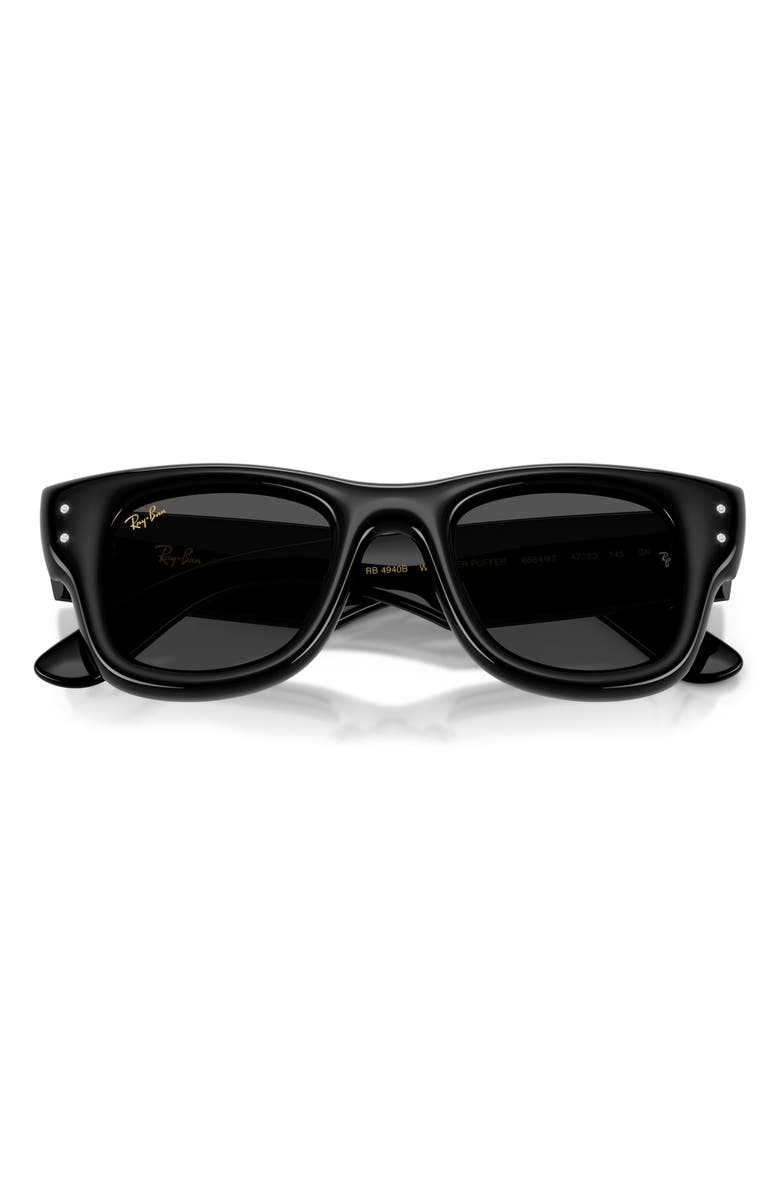 Ray-Ban Wayfarer Puffer 47mm Small Square Sunglasses, Alternate, color, Black With Strass / Dark Grey