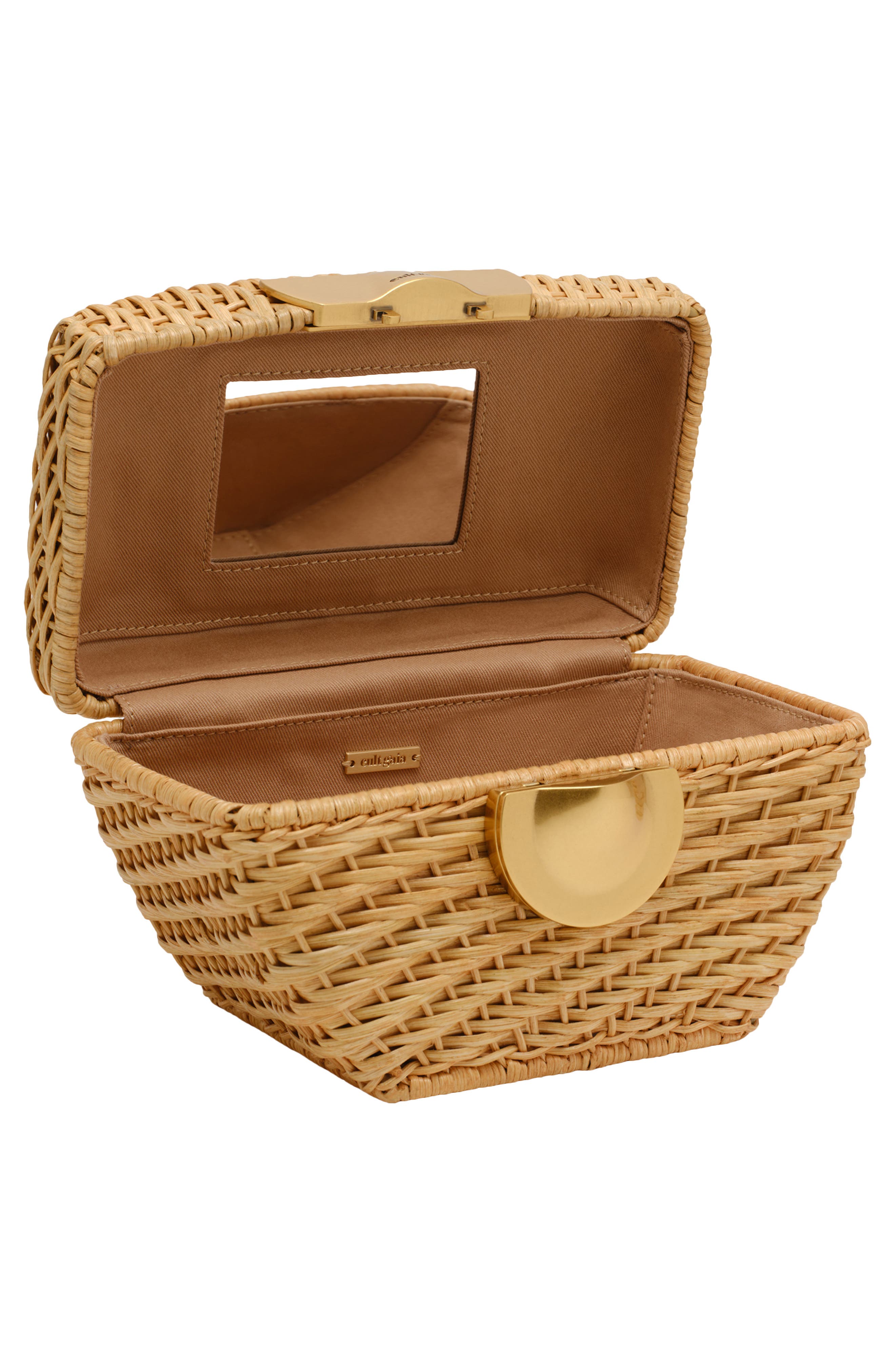 Cult Gaia Tyla Woven Rattan Top Handle Bag, Alternate, color, Natural