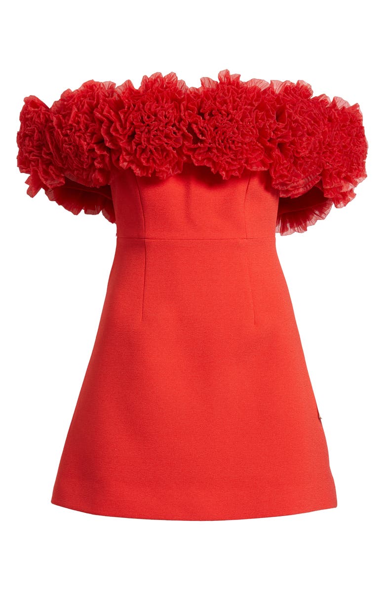 Sonya Moda Nahla Rosette Off the Shoulder Cocktail Minidress, Alternate, color, Sorrento Red