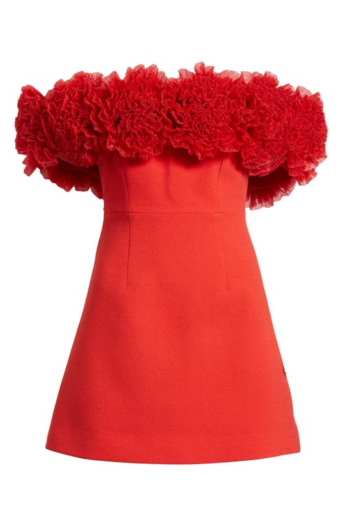 Sonya Moda Nahla Rosette Off The Shoulder Cocktail Minidress In Sorrento Red