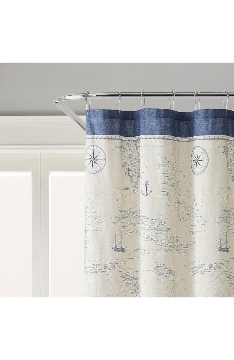 Tommy Bahama Caribbean Sea Shower Curtain, Alternate, color, Blue Linen