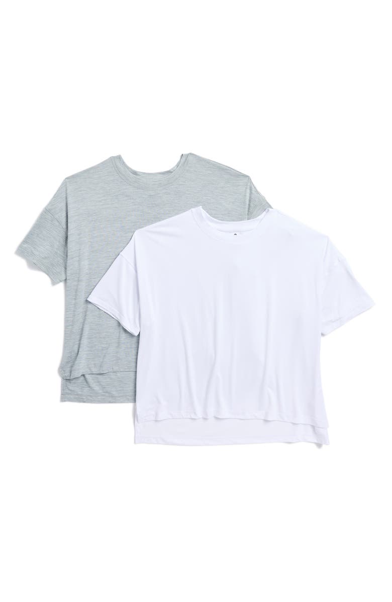 90 DEGREE BY REFLEX 2-Pack Deluxe High-Low Boxy Crop T-Shirts, Main, color, 