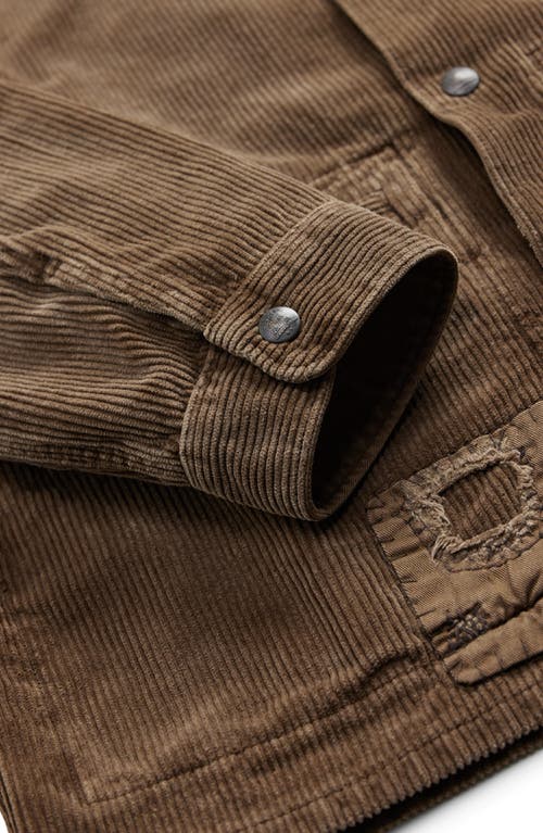 Double Rl Rip & Repair Cotton Corduroy Chore Coat In Brown