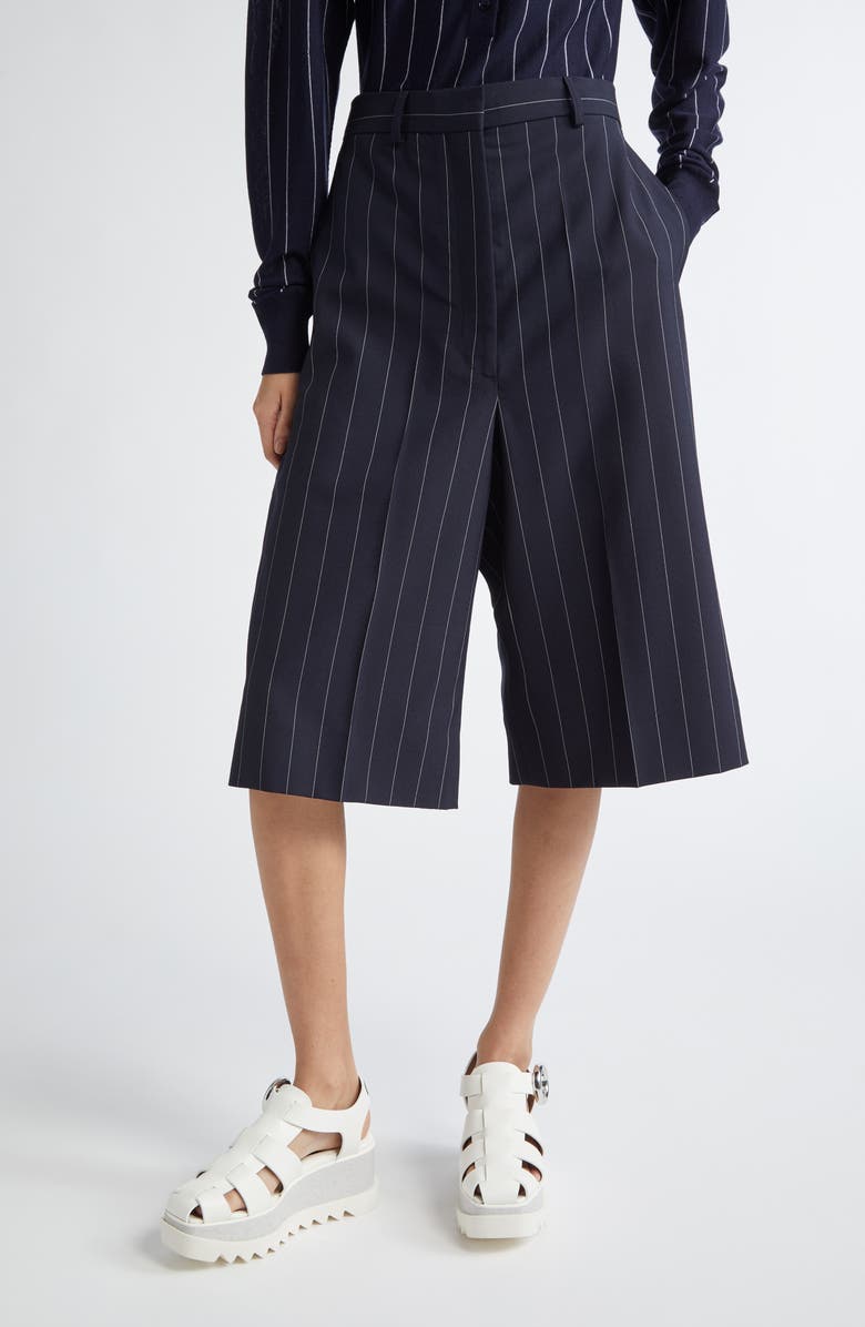 Stella McCartney Pinstripe Wide Leg Culotte Pants, Main, color, Ink