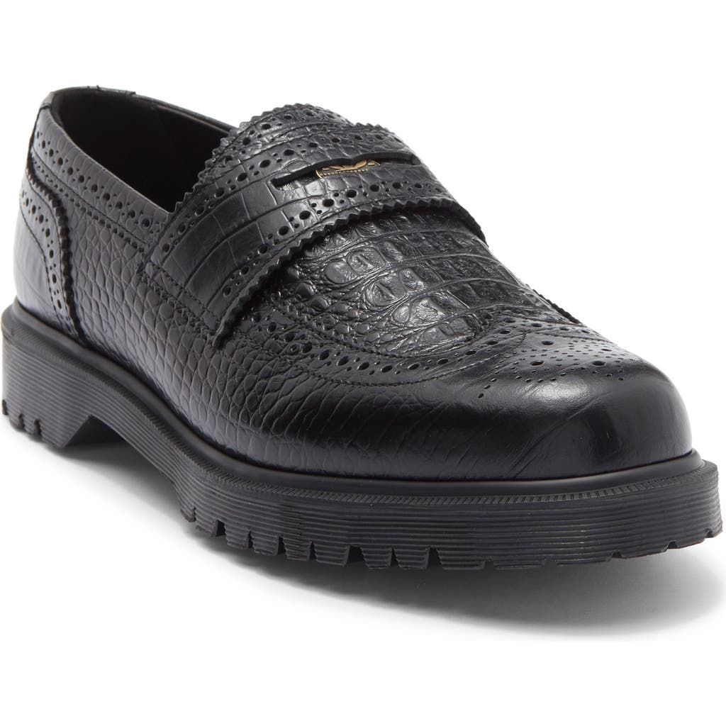 Dr. Martens Penton Brogue Emboss Leather Loafers In Black