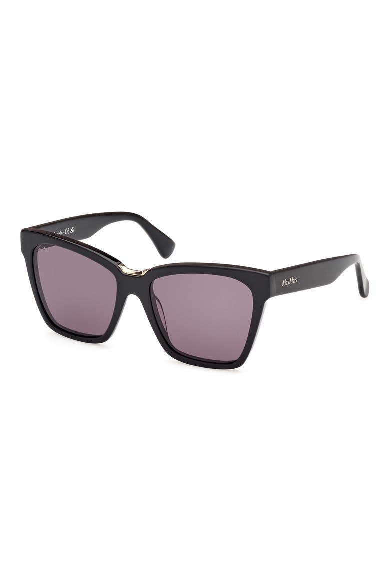 55mm Cat Eye Sunglasses, Alternate, color, SHINY BLACK / SMOKE