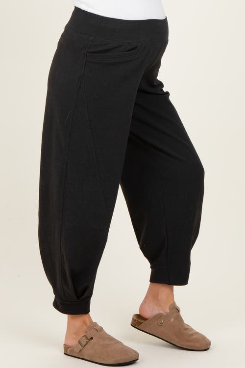 Pinkblush Brushed Knit Barrel Leg Joggers In Black