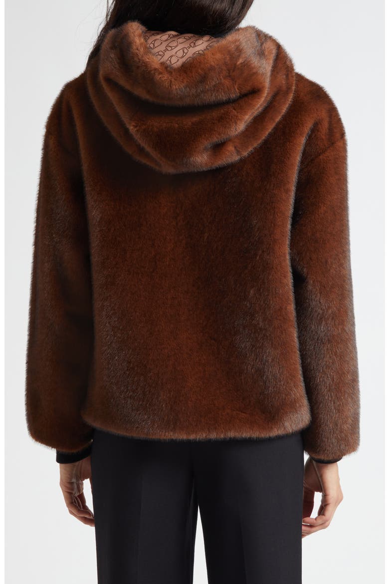 Mink Faux Fur Hooded Blouson Jacket, Alternate, color, CHOCOLATE