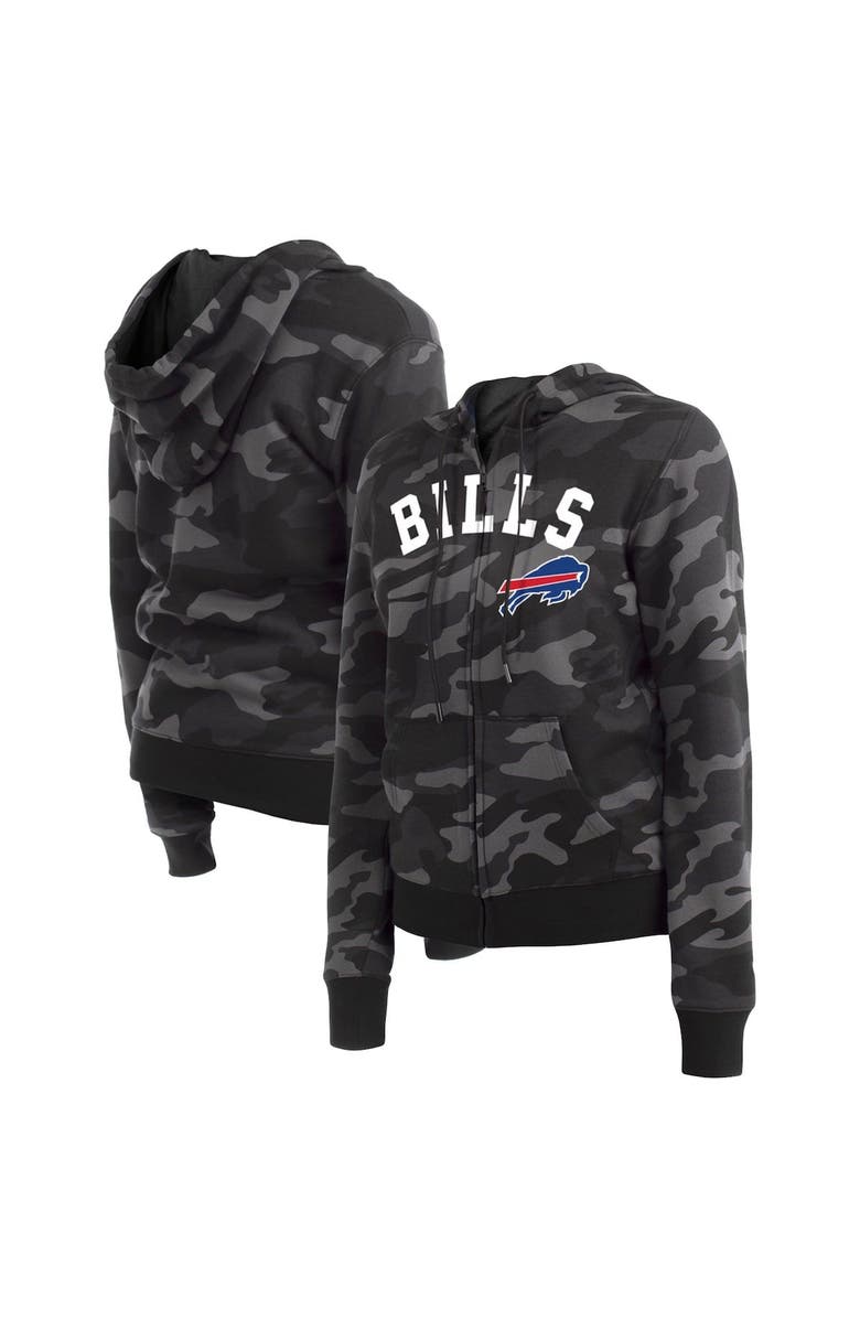 New Era Women's New Era Black Buffalo Bills Camo Full-Zip Hoodie, Main, color,