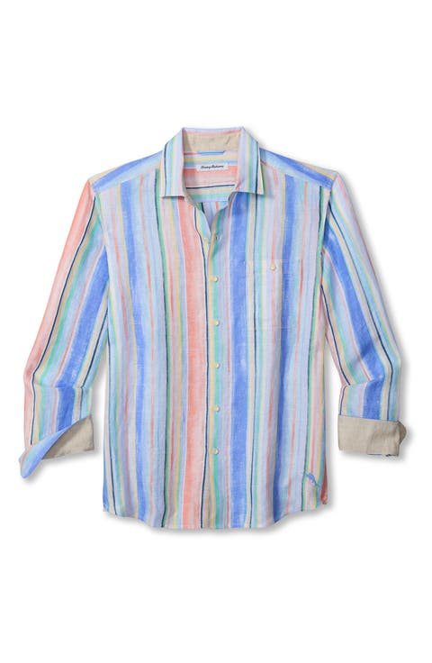 Paloma Stripe Linen Button-Up Shirt