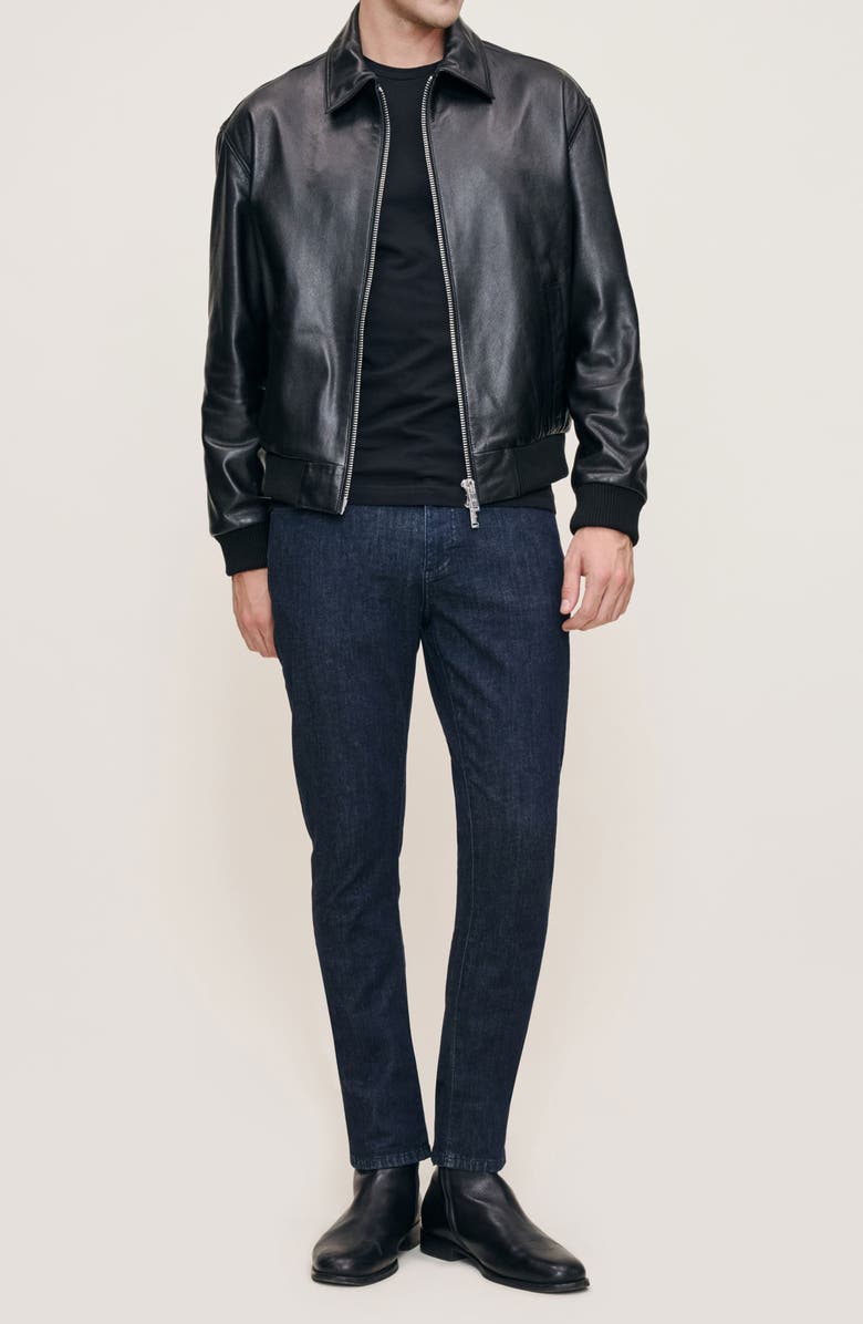 DL1961 Zip Front Leather Bomber Jacket, Alternate, color, Obsidian