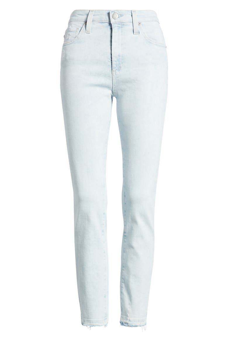 Mari Distressed Raw Hem Crop Straight Leg Jeans, Alternate, color, OPTIMIST MOONWA
