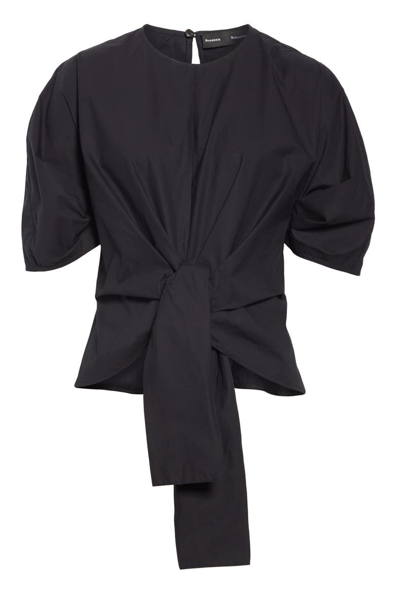 Tie Front Top, Alternate, color, BLACK
