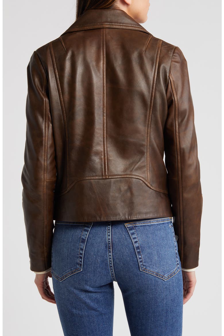 Mack Lambskin Leather Jacket, Alternate, color, DARK BROWN