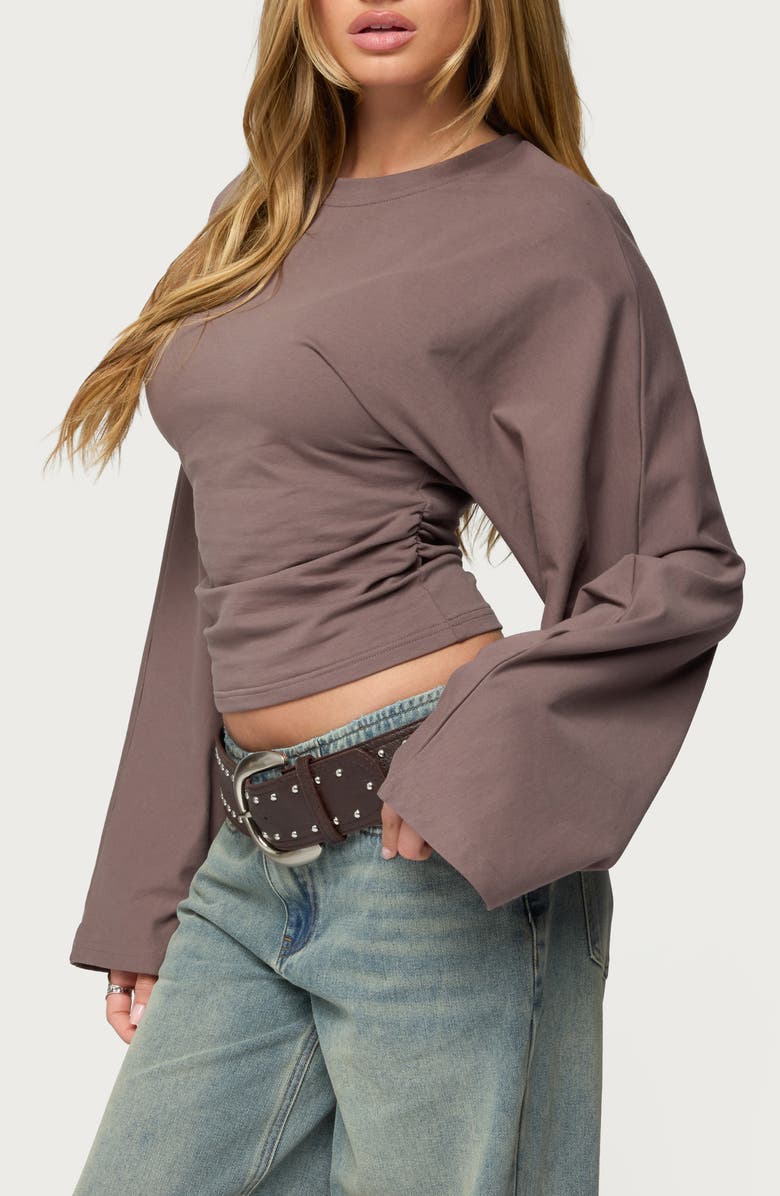 EDIKTED Charlisa Ruched Long Sleeve Crop Top, Alternate, color, 