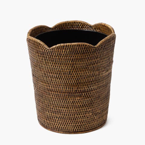 Dark Brown Rattan Waste Paper Bin