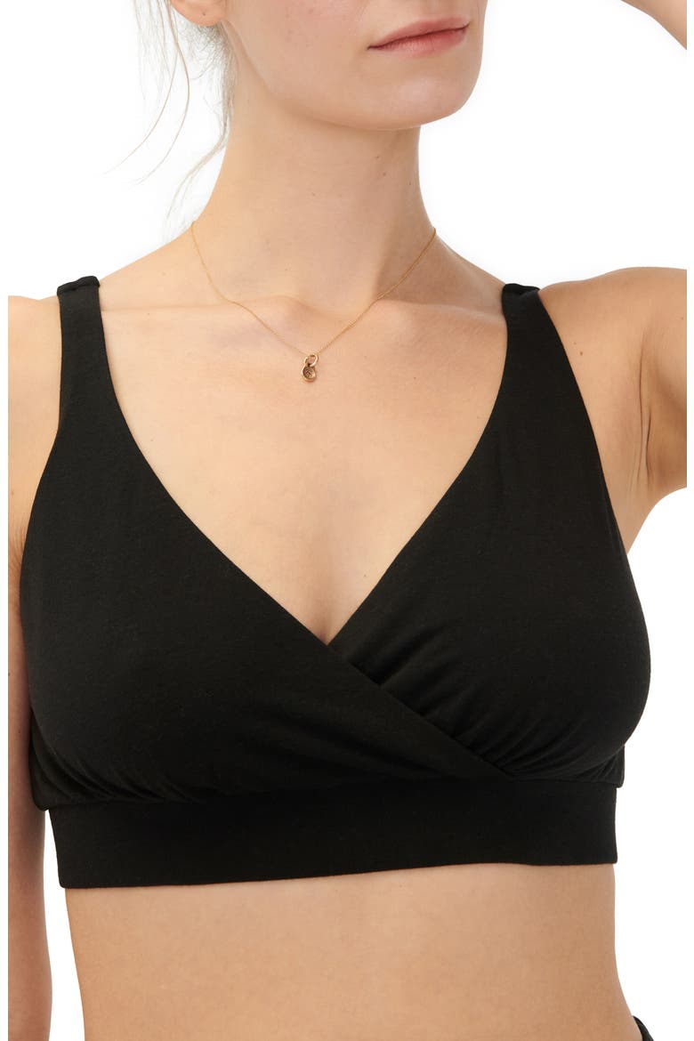 Crossover Pima Cotton Blend Nursing Bra, Alternate, color, BLACK