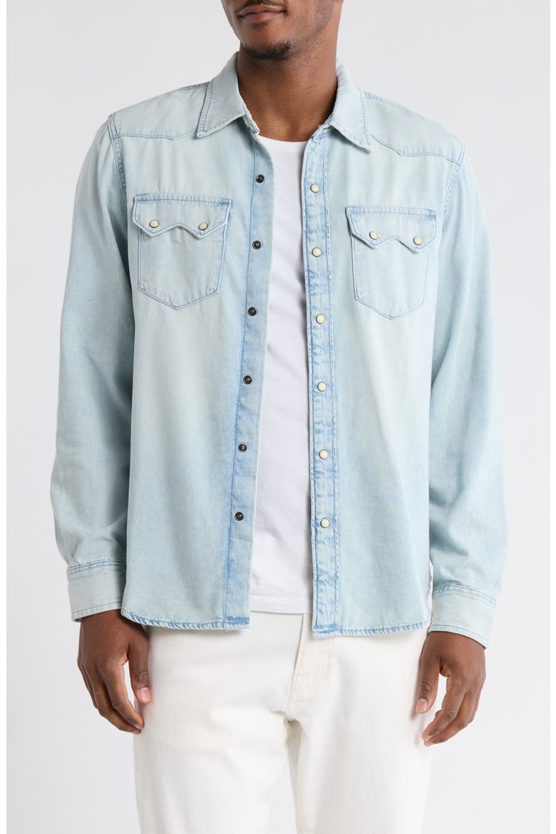 Denim Western Button-Up Shirt, Main, color, HOLD THE LIGHT