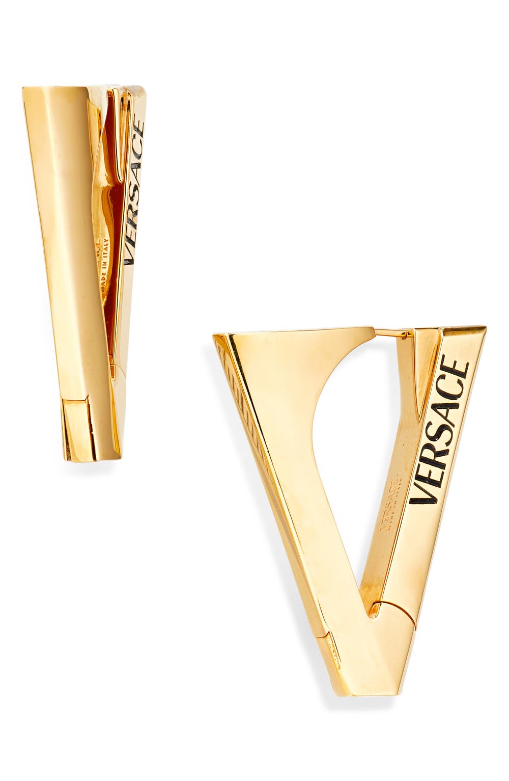 V Drop Earrings, color, VERSACE GOLD