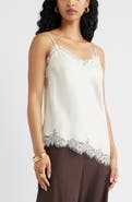 Open Edit Lace Trim Satin Camisole