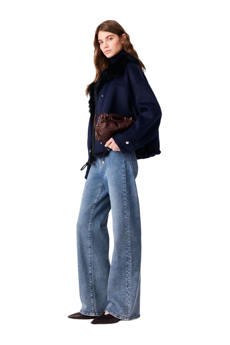 Short double-faced coat, Alternate, color, Navy