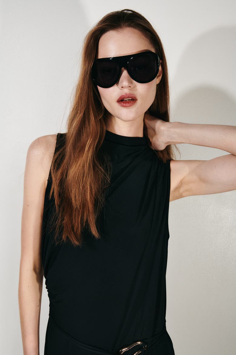 Draped Jumpsuit, Alternate, color, Black