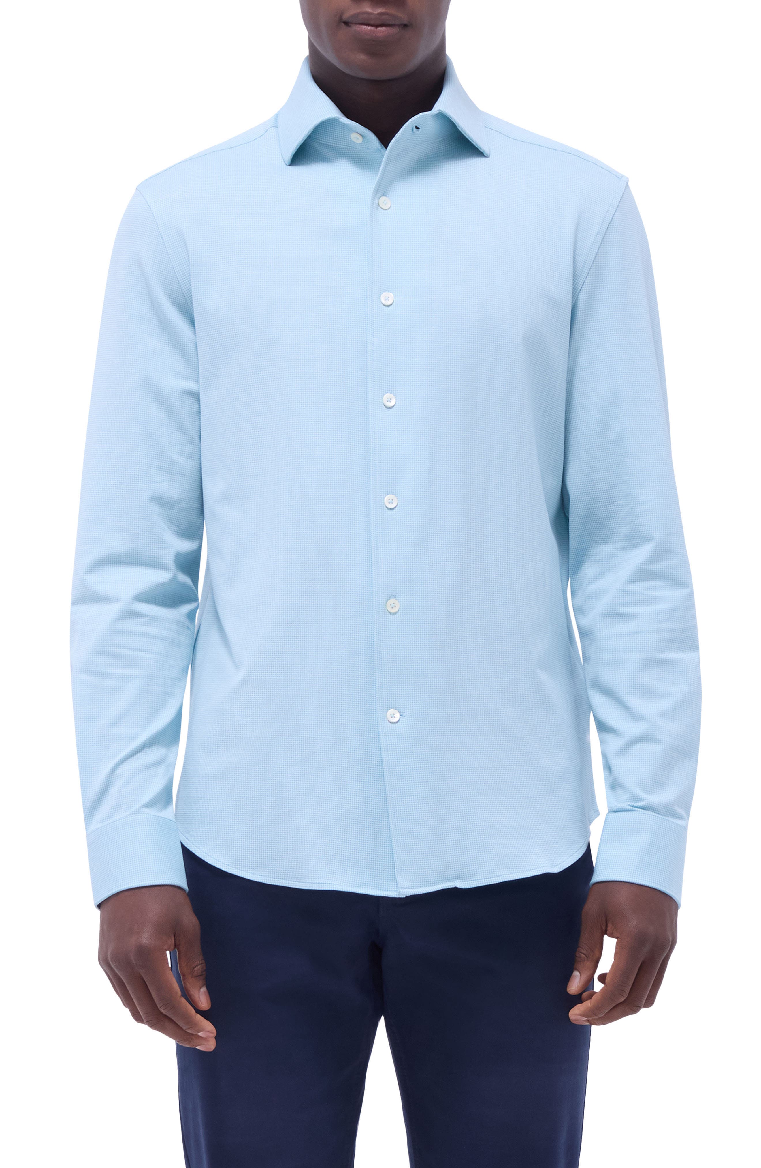 Bugatchi Devon Micro Houndstooth OoohCotton® Button-Up Shirt