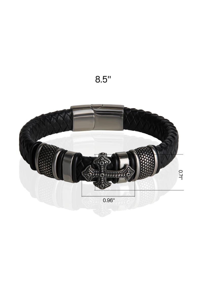 Black Cross Bracelet for Men, Stainless Steel Faith Bracelet - 8.5'', Alternate, color, Black