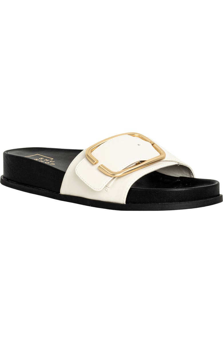 SHUSHOP Delphine Slide Sandal, Main, color, Black And White