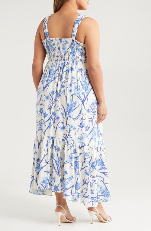 Chelsea28 Smocked Maxi Sundress In Ivory- Blue Sofia Floral