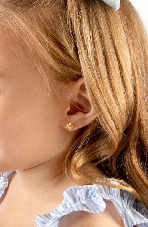 Tiny Blessings 14k Gold Forget Me Not Flower Studs Screw Back Earrings In Metallic