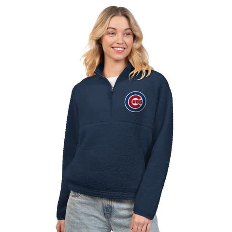 Women's G-III 4Her by Carl Banks  Navy Chicago Cubs Everst Sherpa Half-Zip Pullover