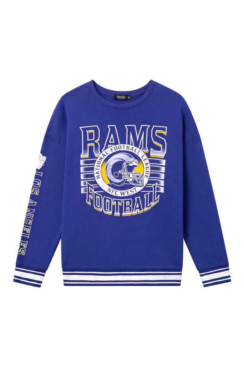 Los Angeles Rams Oversize Striped Rib Fleece Crewneck Sweatshirt, Main, color, LIBERTY