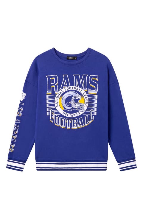 Los Angeles Rams Oversize Striped Rib Fleece Crewneck Sweatshirt