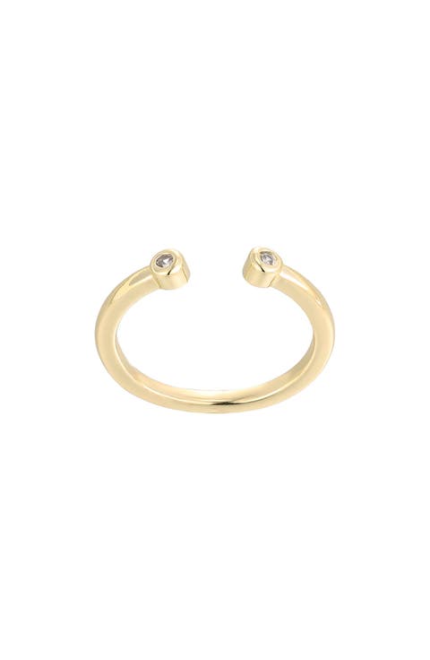 14K Gold Plated Cubic Zirconia Open Band Toe Ring