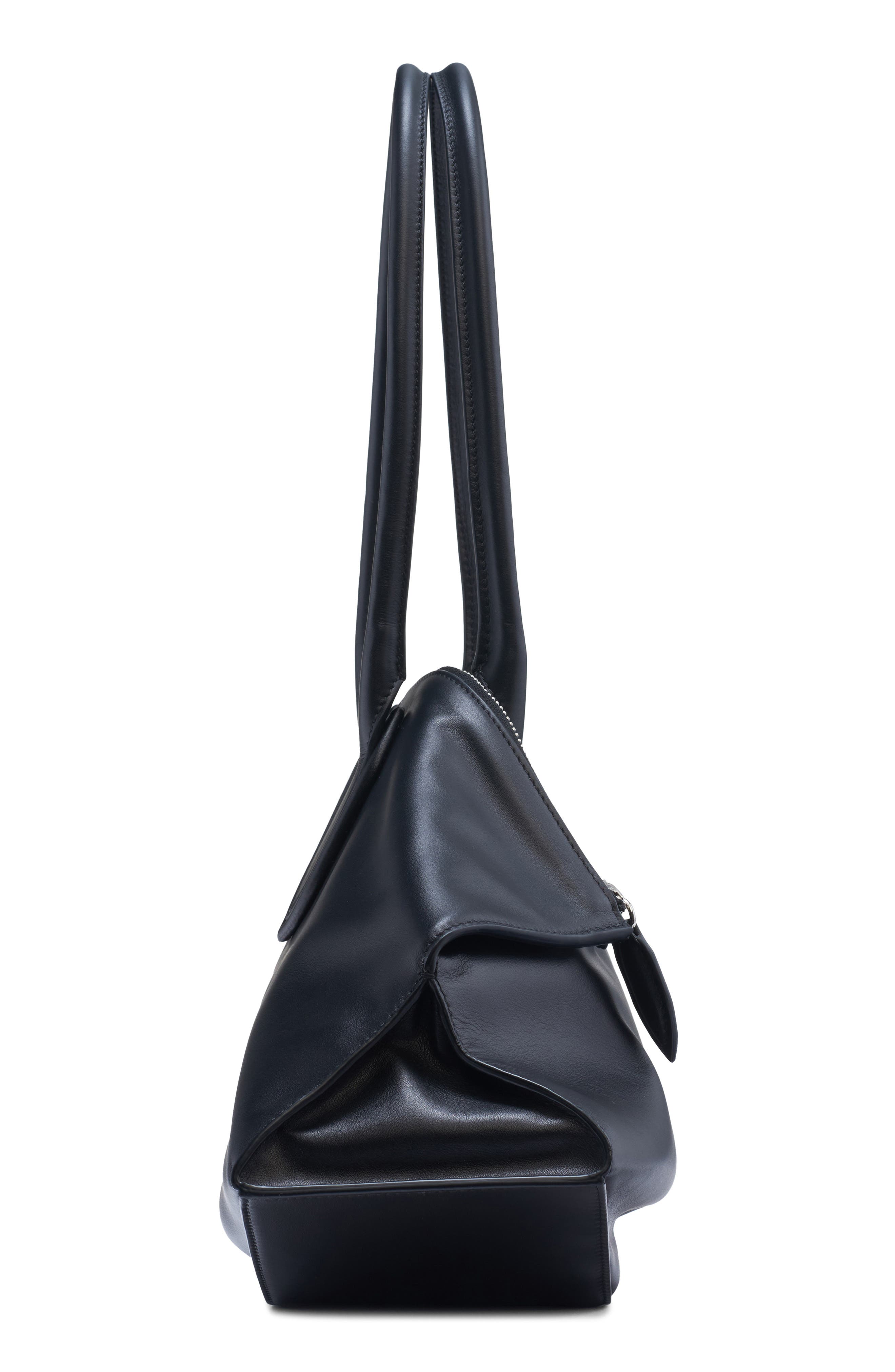 McQueen Small Manta Leather Handbag, Alternate, color, Black/ Silver